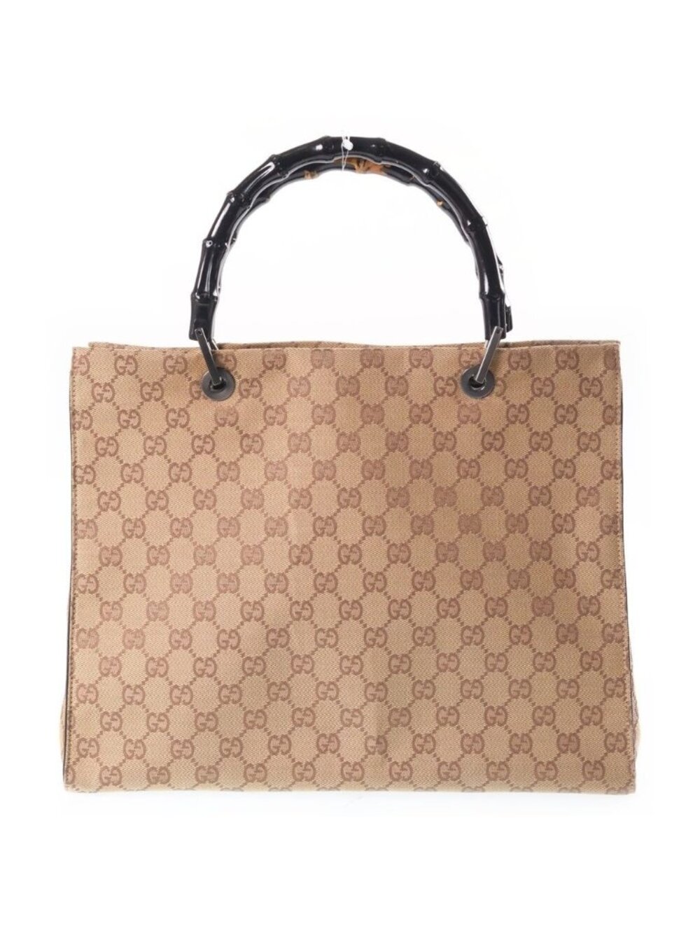 Gucci Bamboo Tote Bag Handbag GG Canvas Brown
